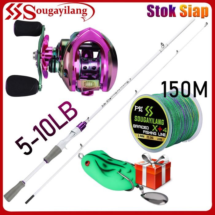 Sougayilang [Cod] Set Joran Casting Batang Pengecoran 1,8M/6 Kaki 5-10Lb Dan Gulungan Pancing Dengan