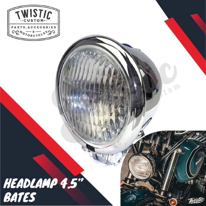 Headlamp Lampu Depan 4.5" Bates Motor Custom Universal Chopper Bobber