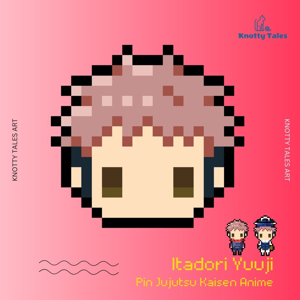 Itadori Yuuji Pin Button Emblem Jujutsu Kaisen Merchandise Pixel Anime Handmade