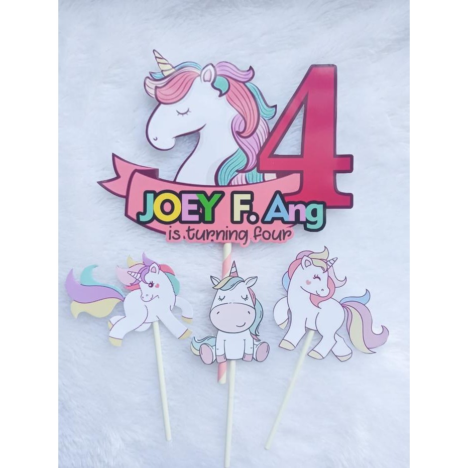 Topper Unicorn Number/ Topper Kue Unicorn Number / Tusukan Kue Unicorn