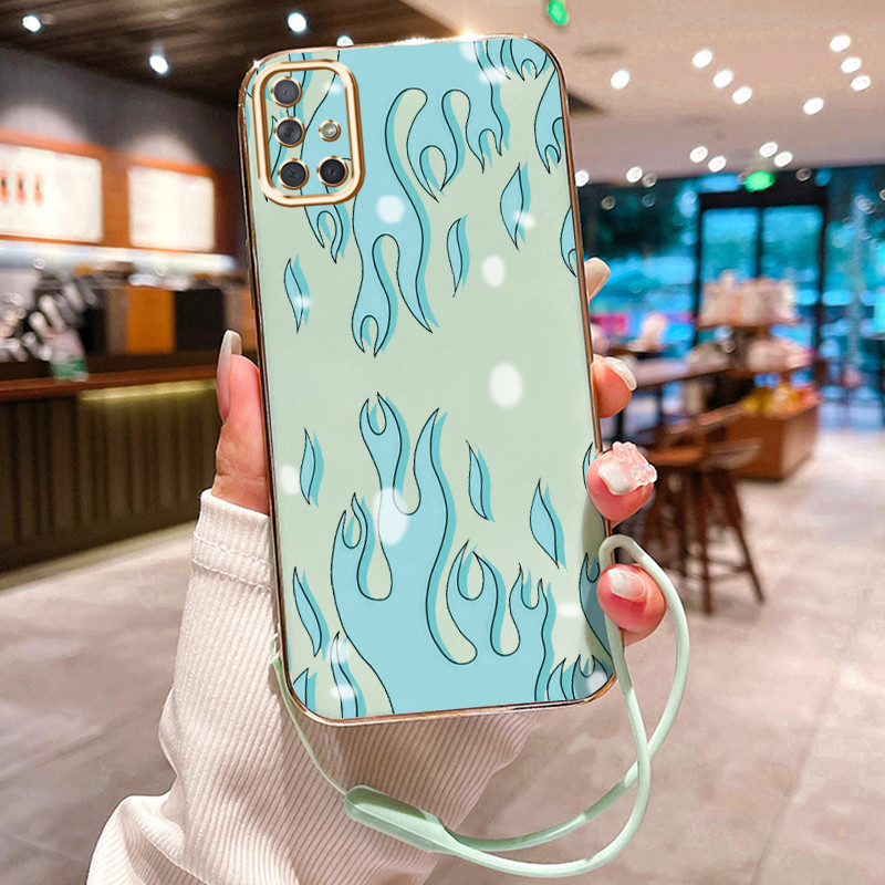 Casing Hp Untuk Samsung Galaxy A70 A70s A71 A72 4G A72 5G A73 5G Case Casing Api ungu pola Kesing HP