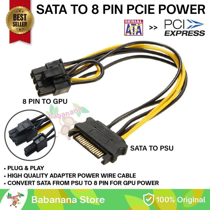 NEW' KABEL SATA TO 8 PIN PCIE RISER GPU VGA MINING CABLE ADAPTER POWER 6+2