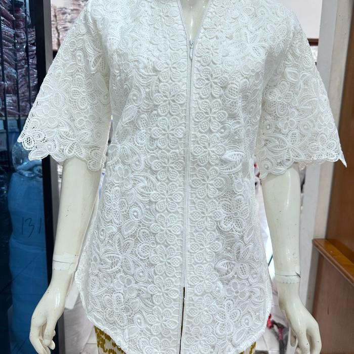 kebaya brukat alexuez / kebaya encim lengan pendek hitam putih merah