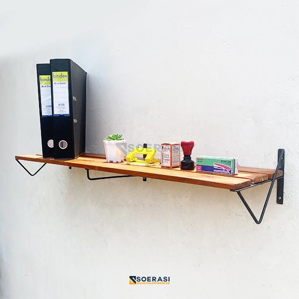 Informa Houseware - 1M Rak Serbaguna Buku Dapur Es Kantor Susun Besi Kayu Vintage