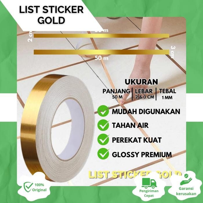 

ID LIST GOLD STICKER 50M/ROLL GULUNGAN STICKER DEKORASI LANTAI STRIP/ GULUNGAN STIKER PEMBATAS