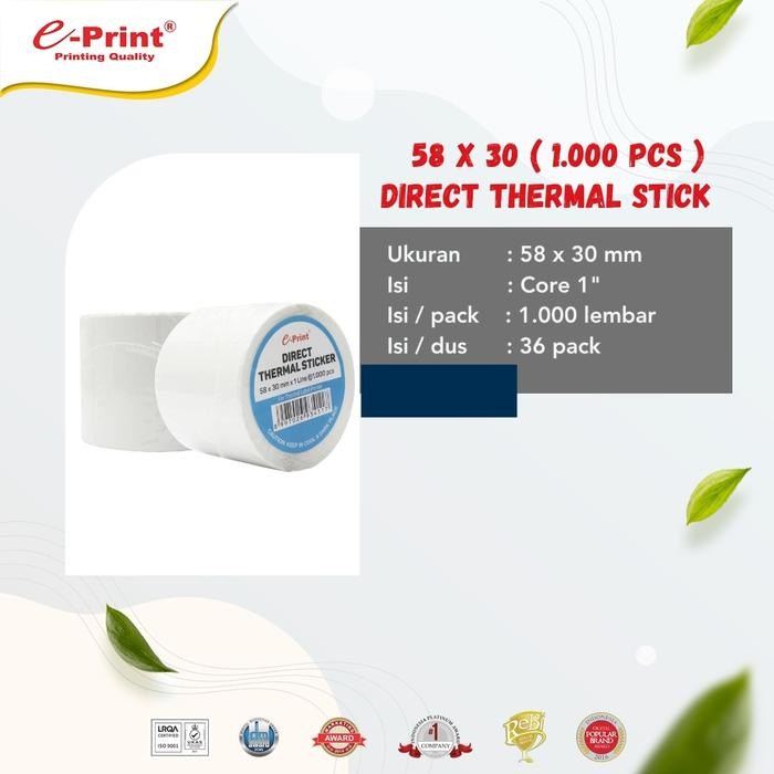 

KOIC E-Print Direct Thermal Sticker Label Barcode 58 X 30 Mm New!!