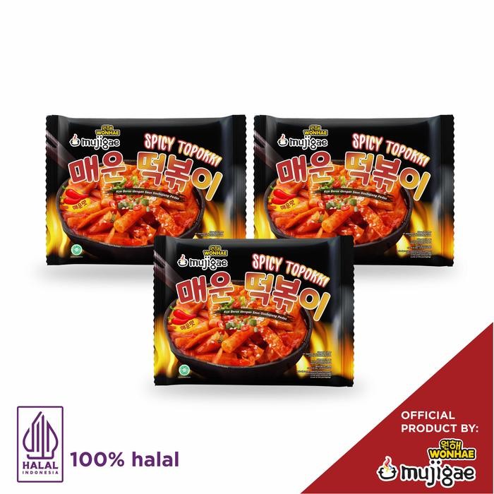 

paket isi 3 mujigae spicy topokki 195g korean food stok terbatas