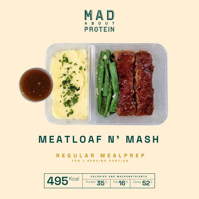 

meatloaf n' mash frozen mealprep mad about protein - menu sehat praktis stok terbatas