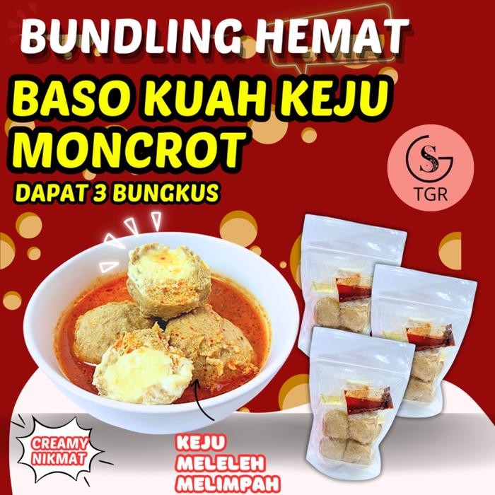 

bundling hemat 3 bks baso kuah keju moncrot + sambal chili oil shopee stok terbatas