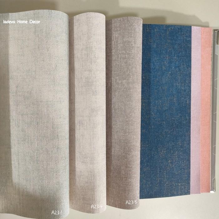 Wallpaper Vynil Dinding Premium Polos Bertekstur Roll Kecil Kamar Warna Biru