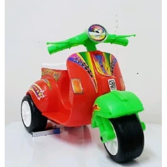 Mainan anak motor vespa mini helm - vespa klasik mini - vespa + helm