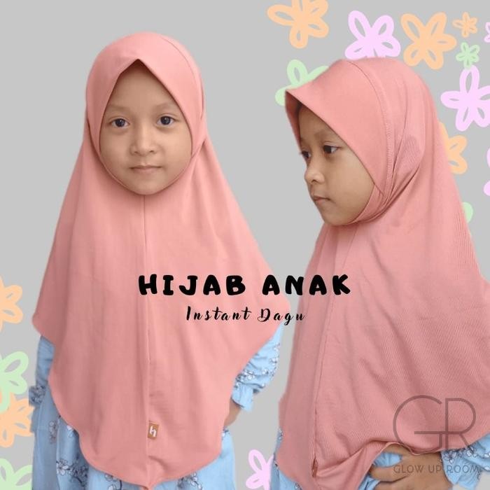 jilbab anak jersey dagu/ jilbab anak umur 1-5 tahun Spandek Yellow