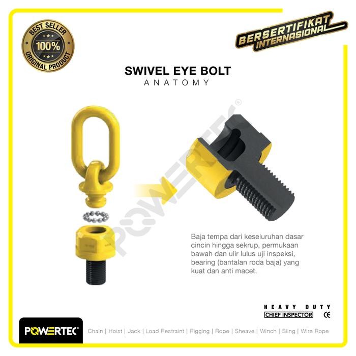 TERBARU SWIVEL EYE BOLT / MATA BAUT M24 - 4.2 TON POWERTEC TERMURAH