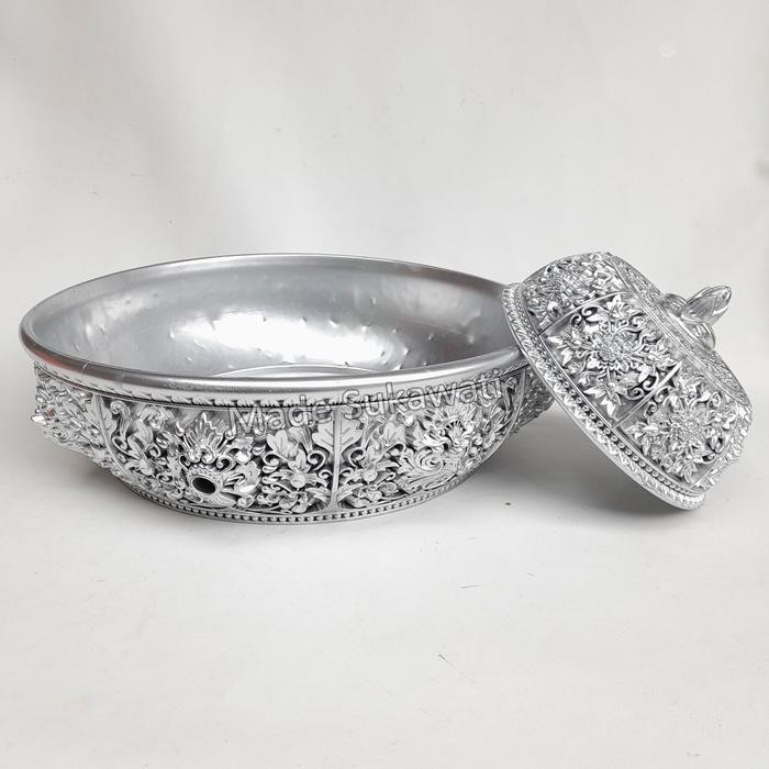 ,,,,,,,] Set wadah tutup bokor 30cm ukir plastik Kerajinan Bali