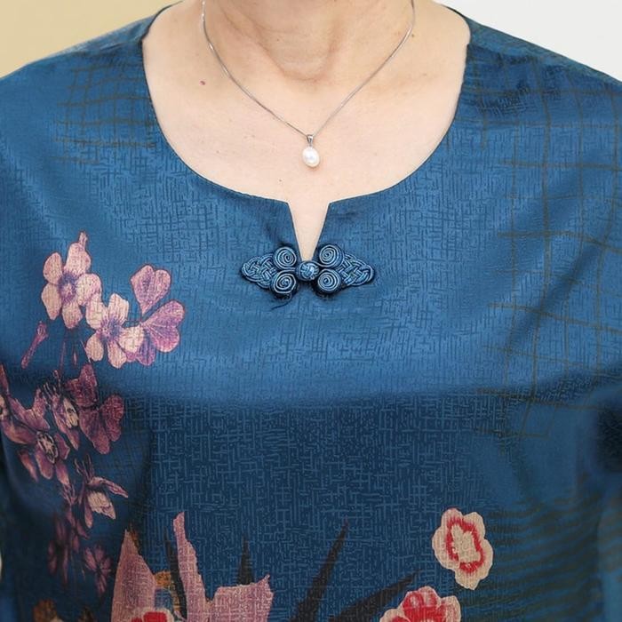 Atasan Blouse Cheongsam Baju Imlek Orang Tua Qipao Lunar Top Floral CS