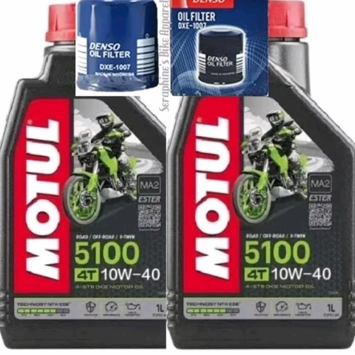 PAKET MOTUL 5100 10W40 +FILTER OLI DENSO NINJA 250FI Z250FI VERSYS ER6