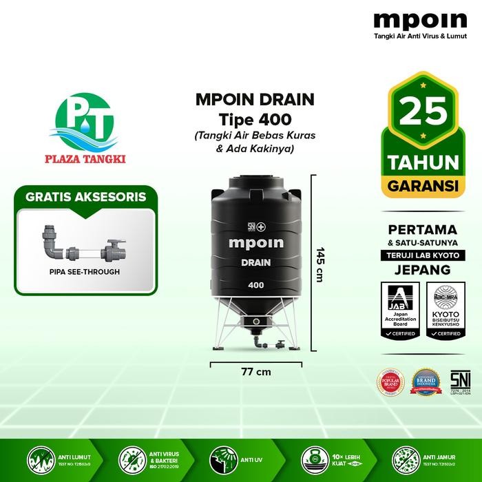 Tangki Kuras MPOIN PLUS 400 Liter DRAIN , Toren Air , Tandon Air
