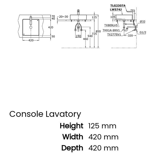 WASTAFEL MEJA TOTO LW574J KOMPLIT SET KRAN PANAS DINGIN / LW 574 J