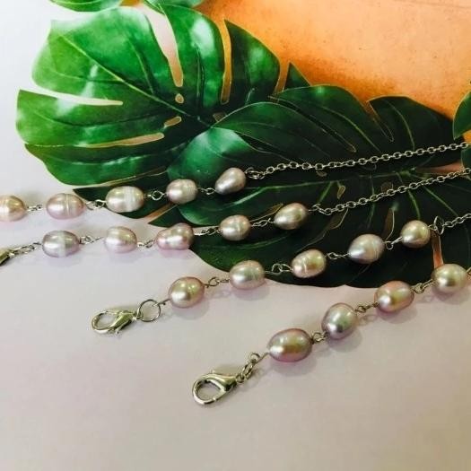 Strap Masker 2 in 1 Rantai Serut Mutiara Air Tawar Super Asli