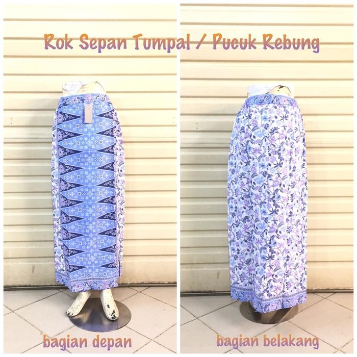 Rok Sepan Tumpal ST32 Motif Pucuk Rebung Betawi Warna Biru Elektrik