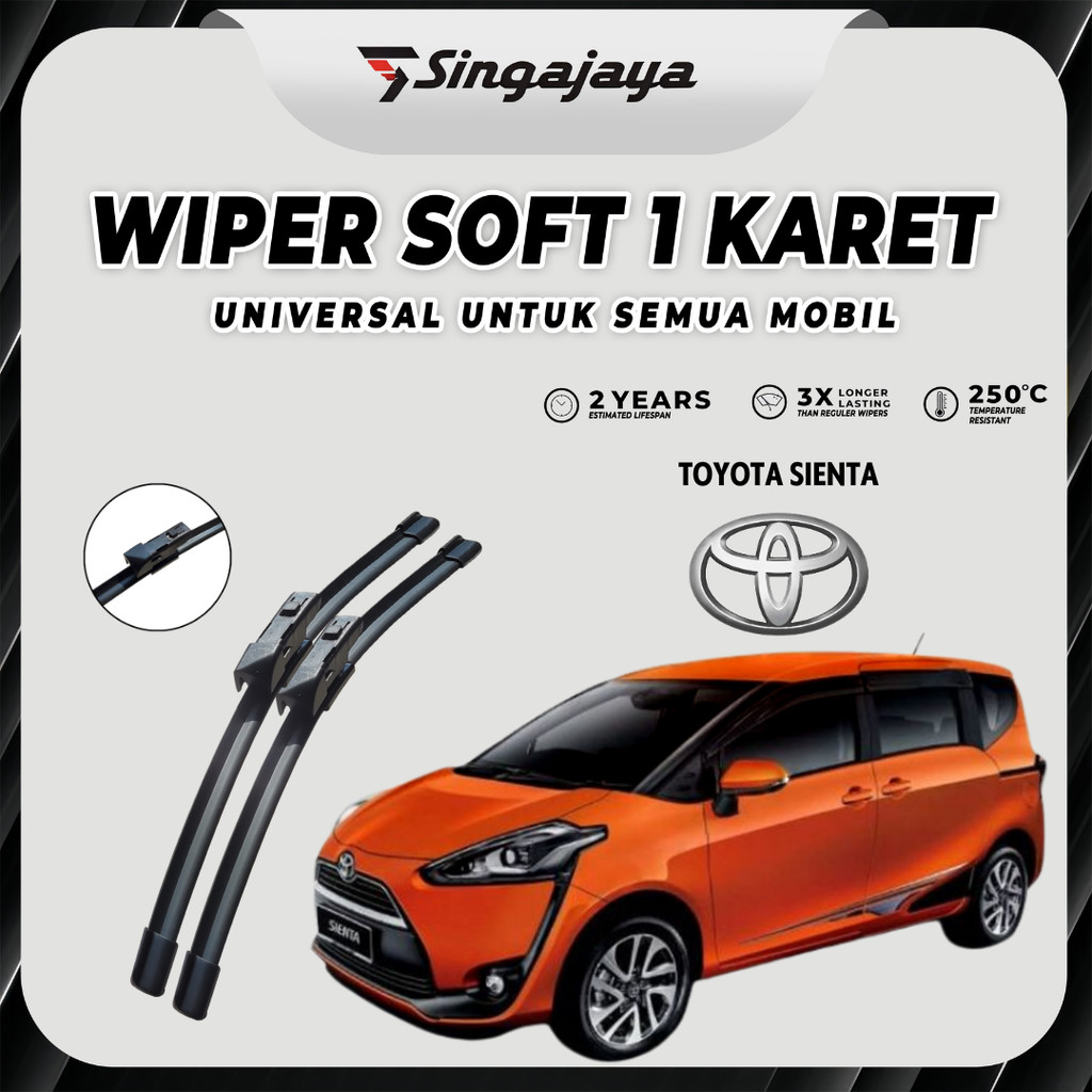 Wiper Mobil Toyota Sienta Frameless Pembersih Kaca Depan Mobil 1 Set Kanan dan Kiri