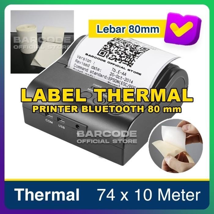 

Label Stiker Thermal Codeshop 74x10m / 80x10m Printer Bluetooth 80 mm