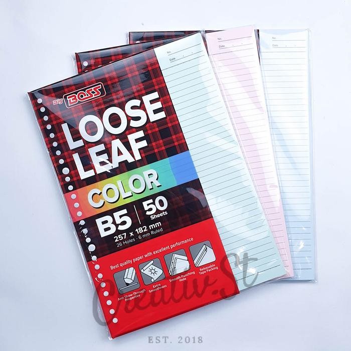 

Big Boss Loose Leaf Warna B5 50 Lembar 26 Lubang Ring