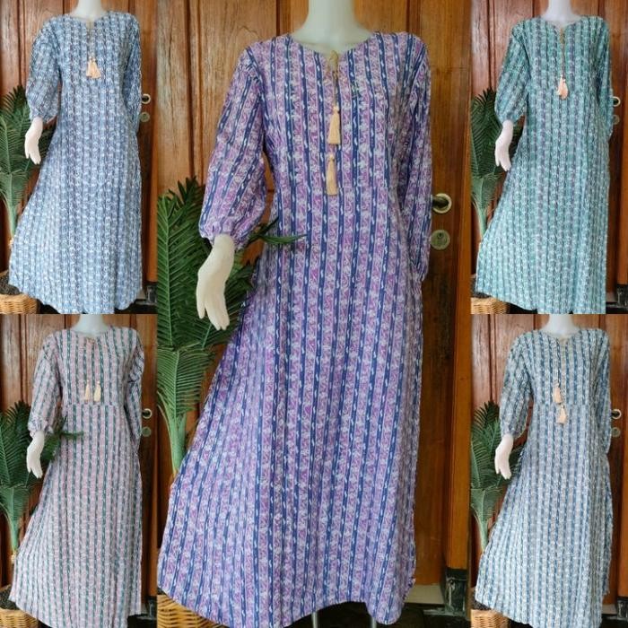 Batik Putri Diana-Longdres Ida Motif Batik Tulis Daster Panjang Lengan