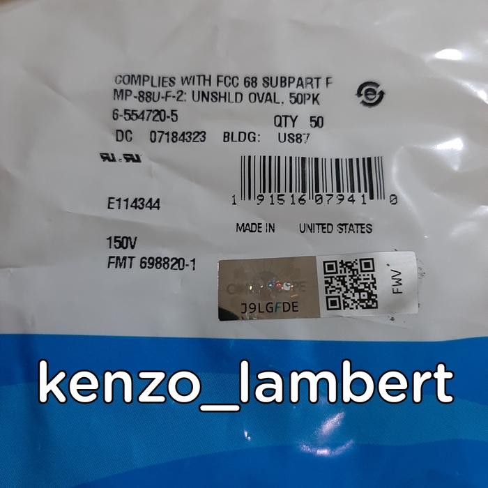 Amp (Commscope) Konektor Rj45 Cat 5E Original /Konektor Cat5E/Rj 45