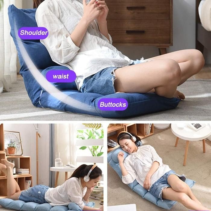 Promo Kursi Lipat Santai Lesehan Sandaran Sofa + Bantal - Bean Bag Kursi Sofa Malas Dengan Bantal