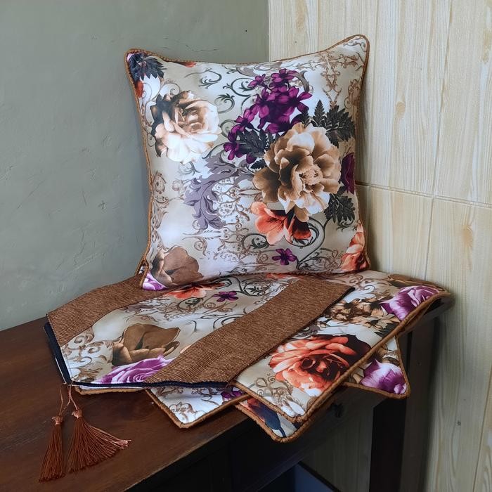 Sarung Bantal Kursi Sofa Set Shabby Bunga-Bunga