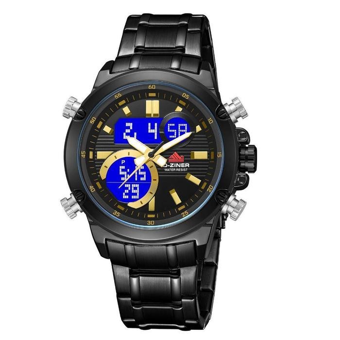 Buy 1 Get 1 Jam Tangan Pria Dziner 8333 Rantai Stainless Steel Double Time Water Resistant 3 Atm