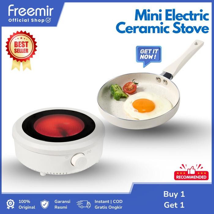 [Sale] Freemir Kompor Listrik Mini Ceramic Electric Stove Low Watt Dapat Wajan Teflon Penggorengan