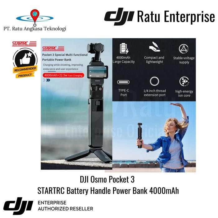 Battery Handle Power Bank DJI Osmo Pocket 3 Charger Baterai Kamera Battery Camera Gimbal Powerbank