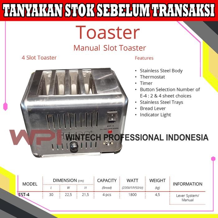 Getra Est-4 Toaster - Mesin Pemanggang Atau Panggangan Roti - Sistem Pengungkit / Manual