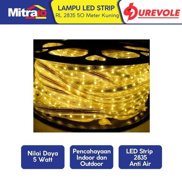 Durevole Lampu Led Strip RL 2835 50 Meter Kuning