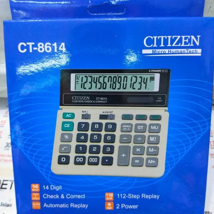 

kalkulator dagang citizen ct-8614 14 digit / memory / replay / 2 power kode 381