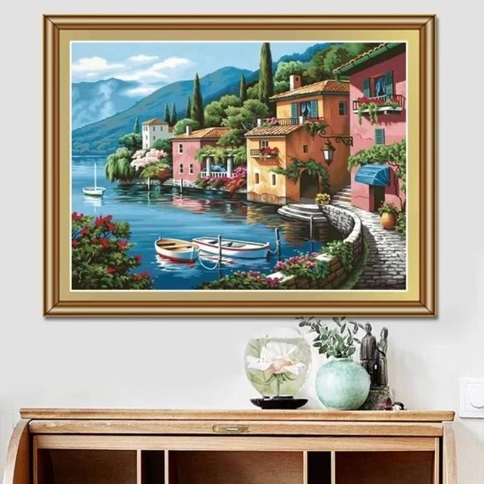 

Embroidery Cross Stitch Set Lengkap Kristik Kerajinan menyulam untuk pemula size besar 30 x 40 cm -