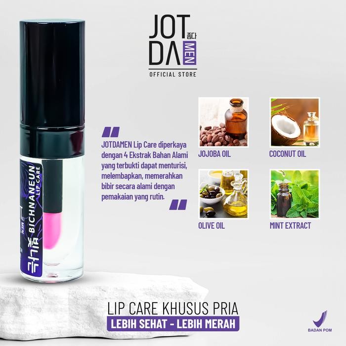 

Lip Care Pria Jot-Da Men Bichnaneun dengan Aroma Anggur dan Kandungan Vitamin E, B, dan K untuk