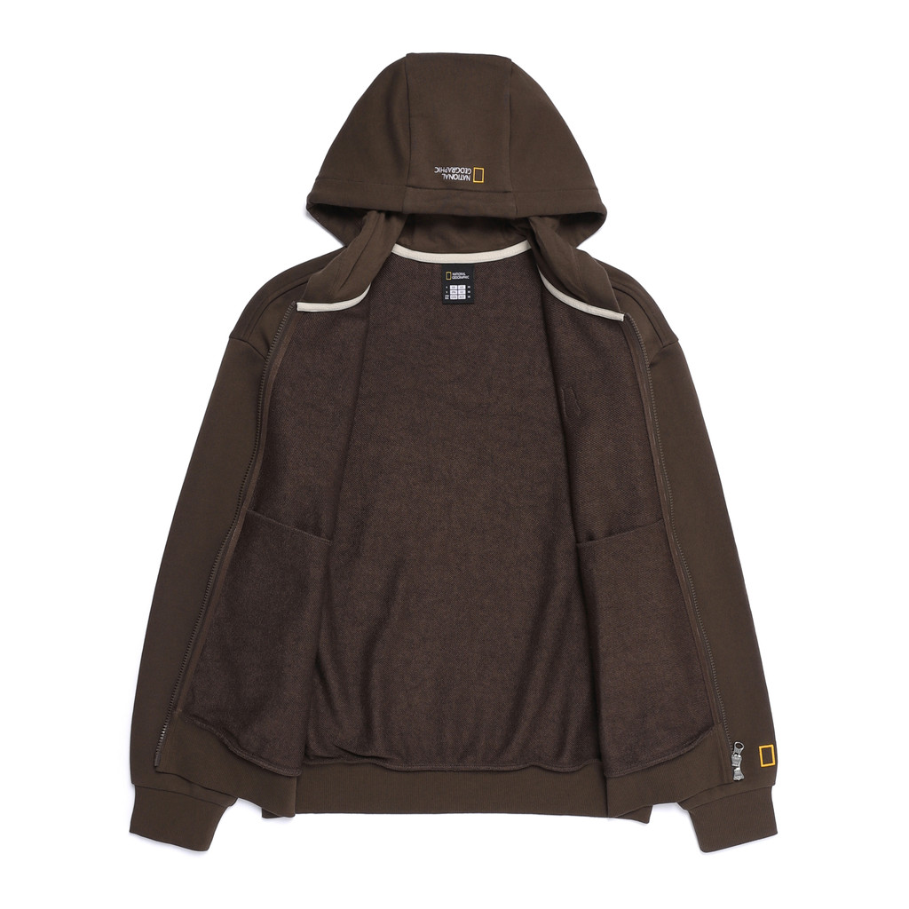 National Geographic Animal Patch Hoodie Zip-Up Brown - Hoodie Brown
