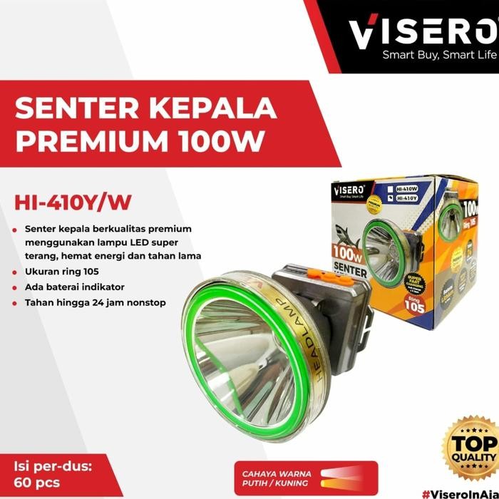Senter Kepala Premium Visero 100W Putih Hi-410W