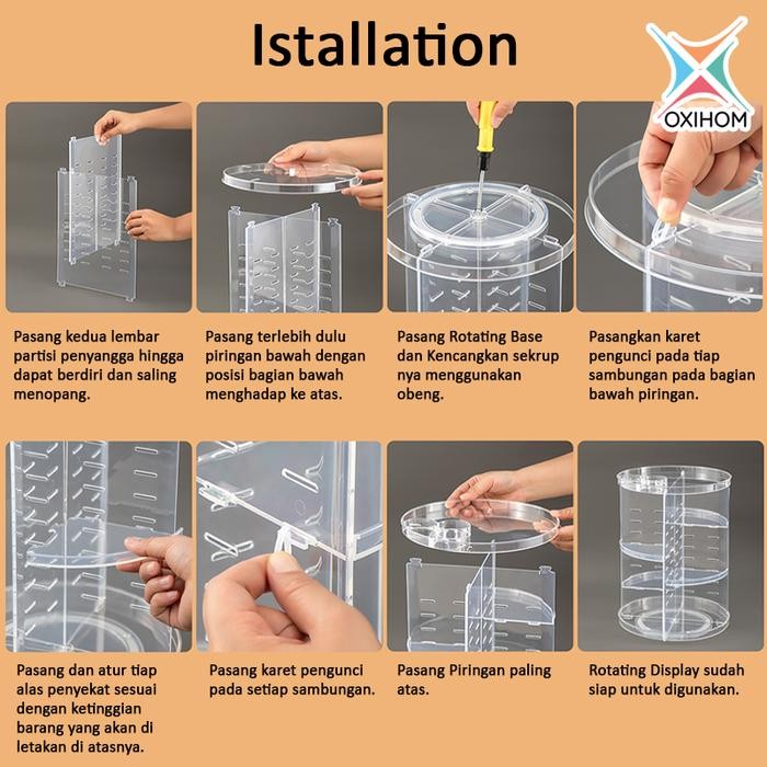 

Oxihom Rak Putar Akrilik Rak Dapur Rak Kosmetik Rak Bumbu Lazy Susan S0159 Penyimpanan Plastik