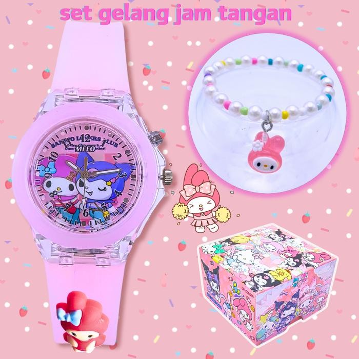 TERLARIS Set gelang jam tangan Jam tangan anak perempuan set gelang tangan hadiah ulang tahun kotak