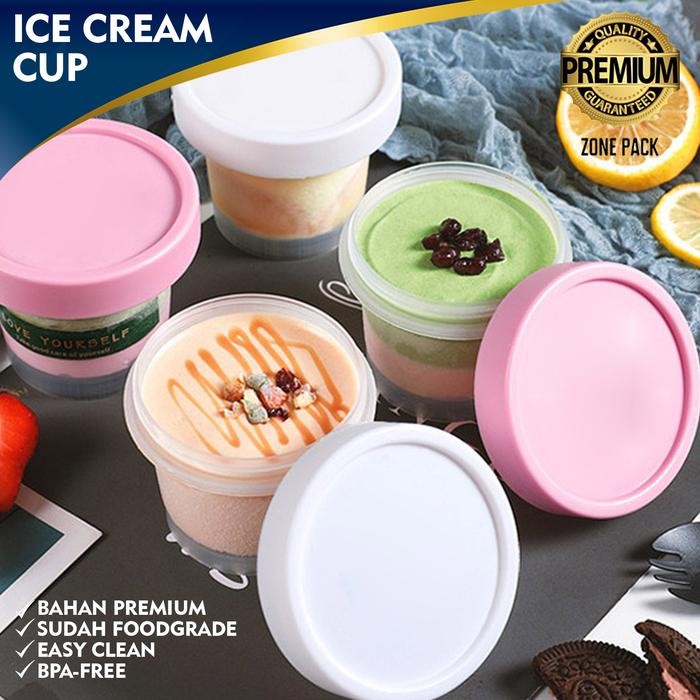 Pilihan- [10 Pcs] Ice Cream Cup + Tutup Pot Jar Es Krim Pot Jar Bunga Putih Wadah Kemasan Lulur