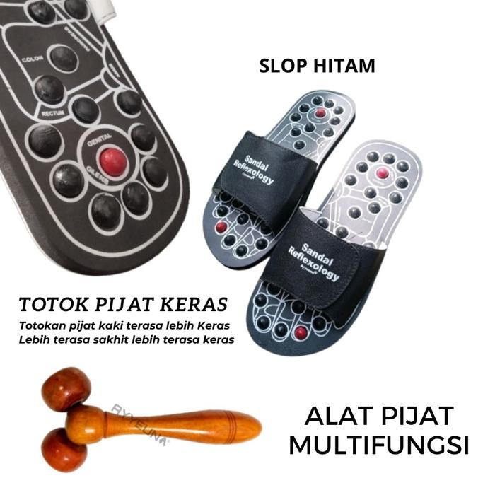Pilihan- Sandal Refleksi Pijat Kaki Pria Wanita Gratis Alat Pijat Multifungsi Roll Hitam Merah