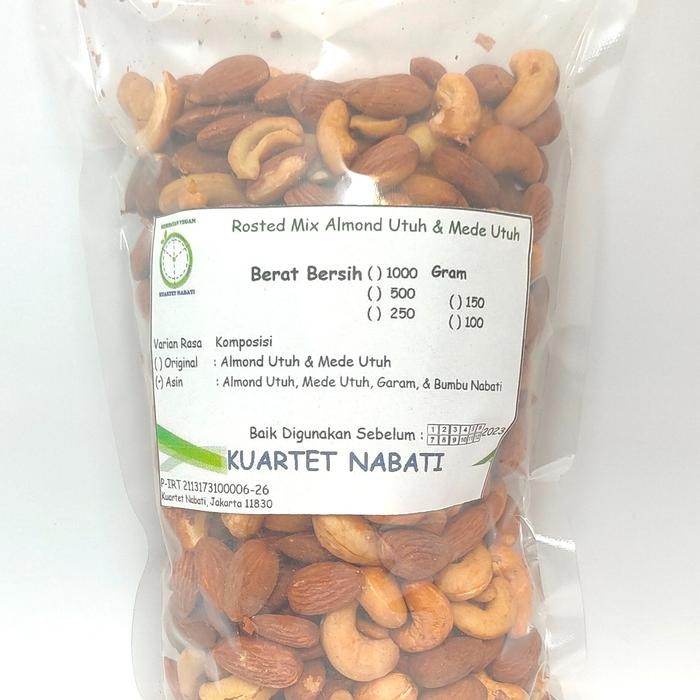 

1000gr Mix Roasted Almond Utuh & Mede/ Cashew Utuh Varian Rasa Original/ ASIN Foods Mete Nut Cemilan