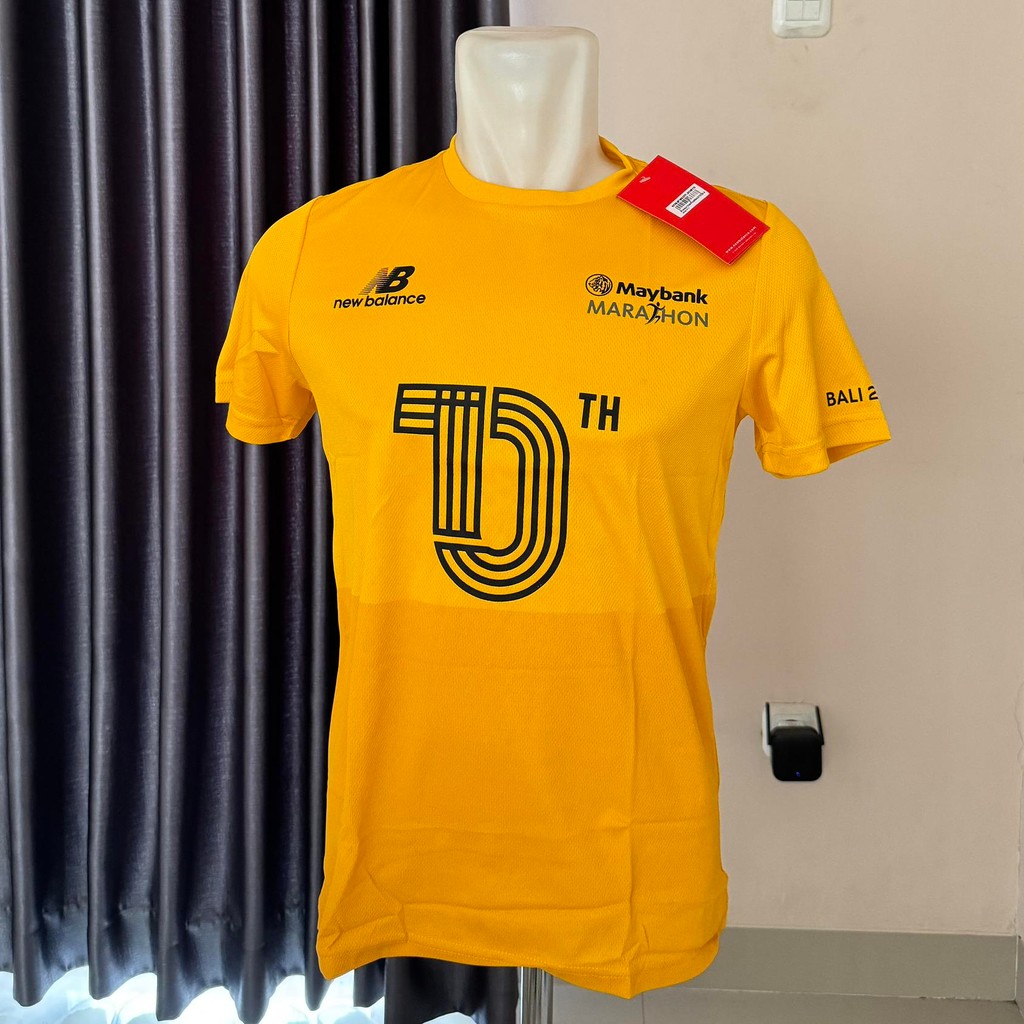 Jersey Limited Stok Event Maybank Marathon Bali 2022 Merk NB original Warna Kuning Kaos Dry Fit Size