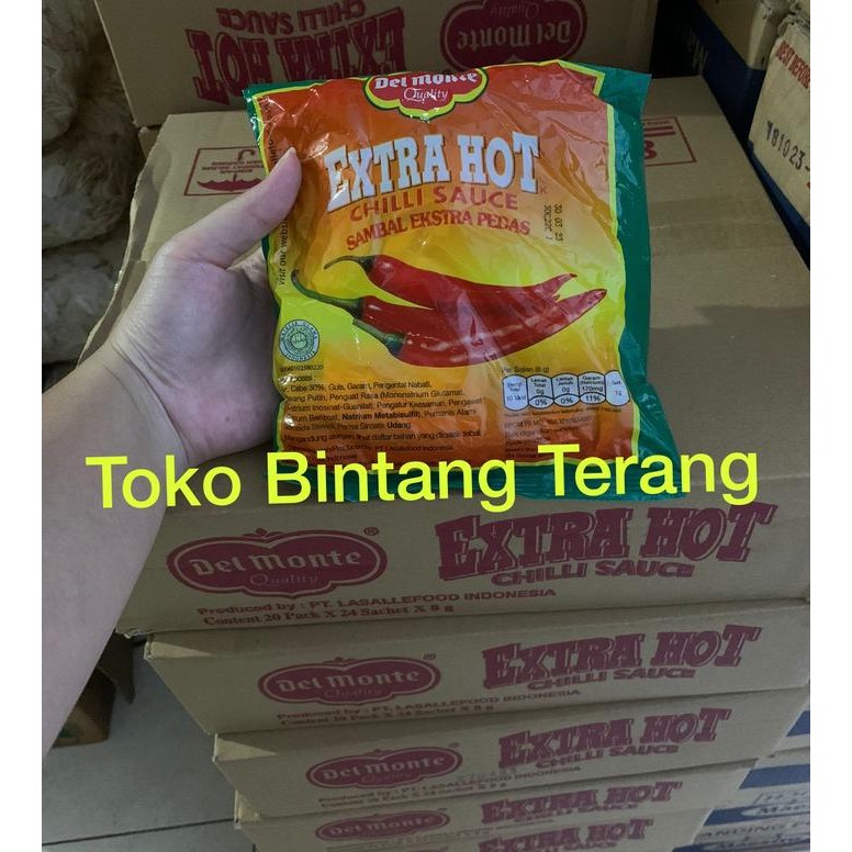 

Delmonte Saos Sambal Extra Hot Sachet Stick 1 Dus isi 20 pak x 24 stik