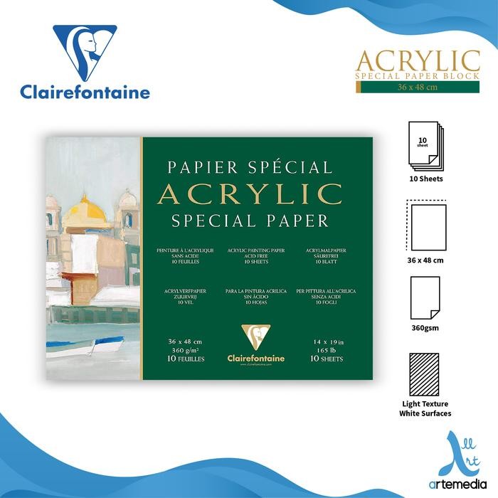 

Kertas Gambar Clairefontaine Acrylic Paper Pad 36X48Cm Paper Block