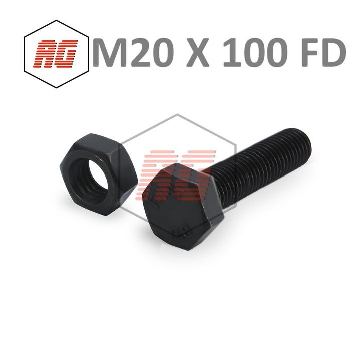 Pilihan- Baut Baja Htb Grade 8.8 + Mur 8 M20 X 100 Fulldrat